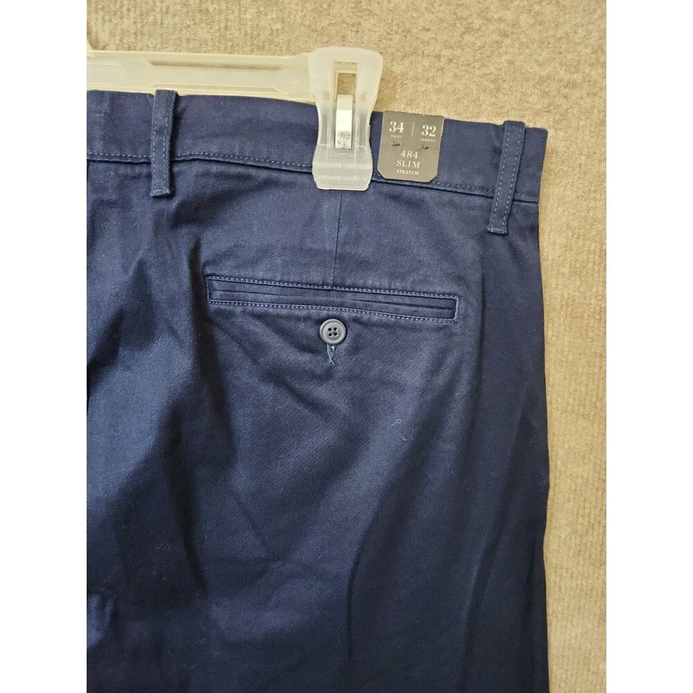 J Crew 484 Slim-fit Stretch Chino Pants Mens 34x32 Navy Blue NEW